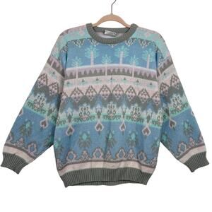 Vintage Fair Isle Retro Kawaii Sweater Knit Pastel 80s 90s Grannycore